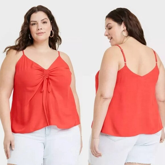 Ava & Viv Tops - 2X - Womens Cinched Tank Top - Ava Viv - Red